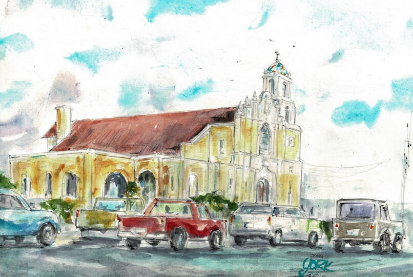 Immaculate Conception Cathedral watercolor by John Randall York