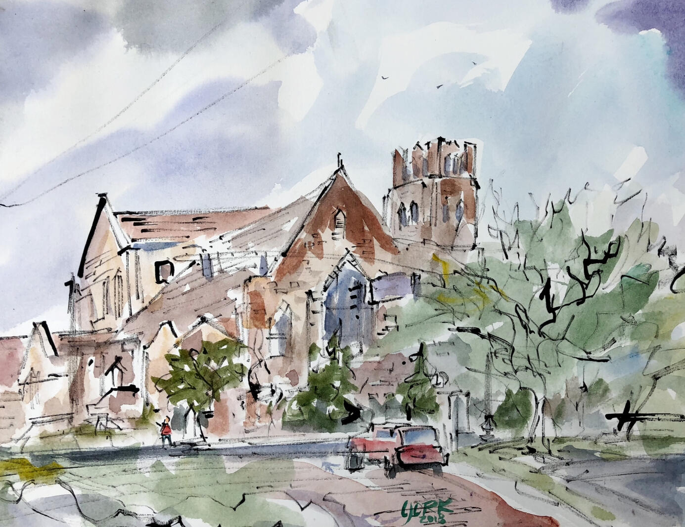 Christ Church Watercolor Tyler Texas John York 2018