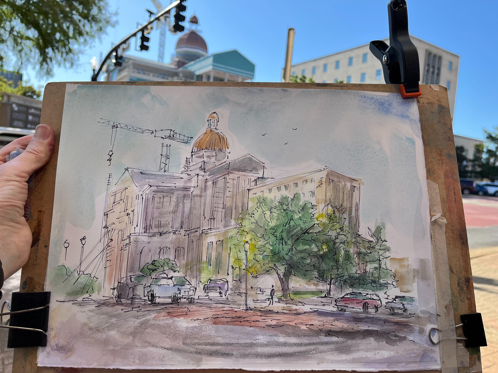 Two Courthouses May 13, 2026 watercolor by John Randall York
