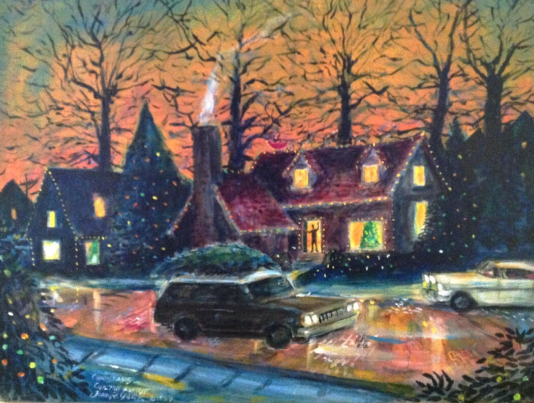Azalea District Christmas by John York, acrylic on canvas