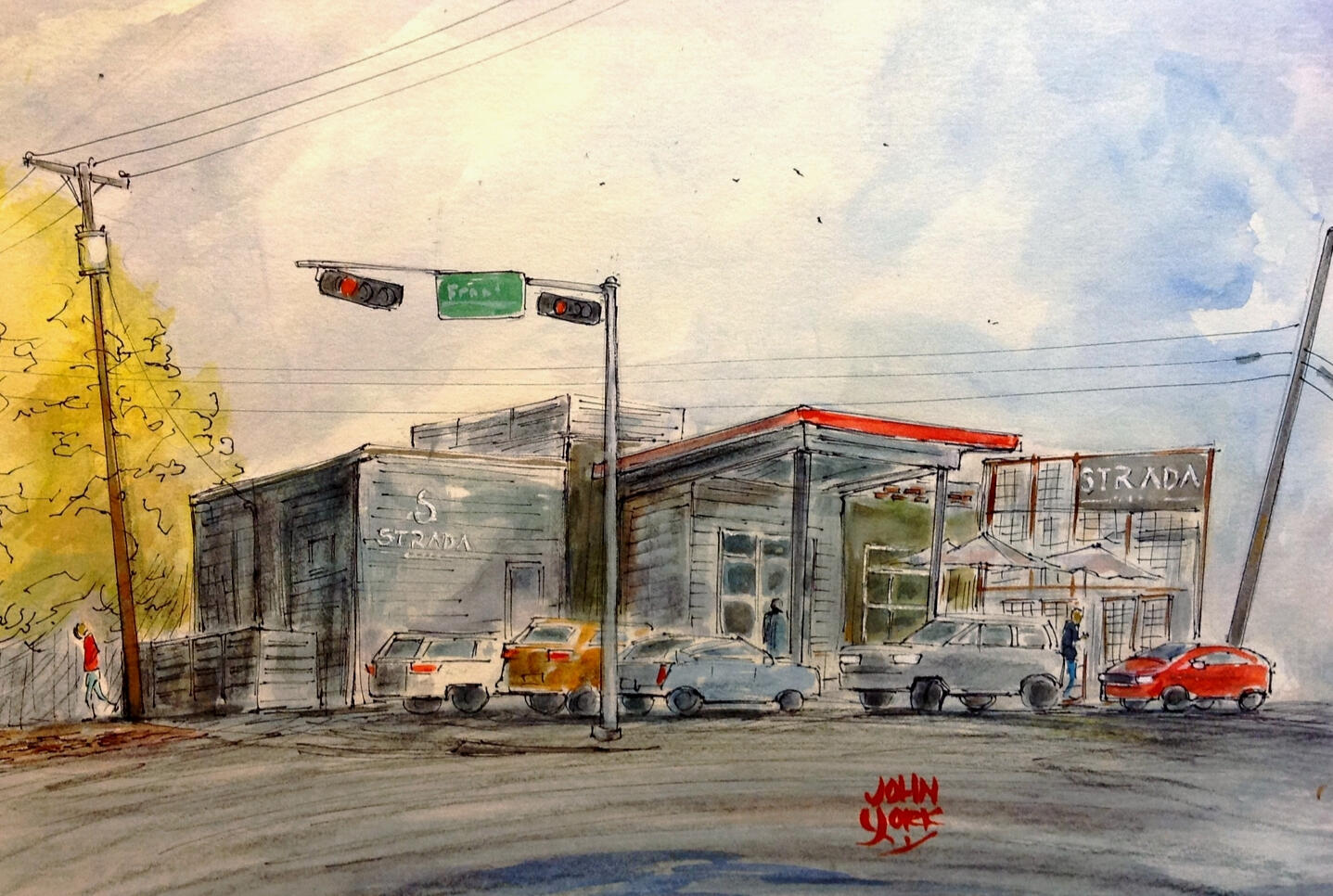 Strada Cafe Watercolor by John York