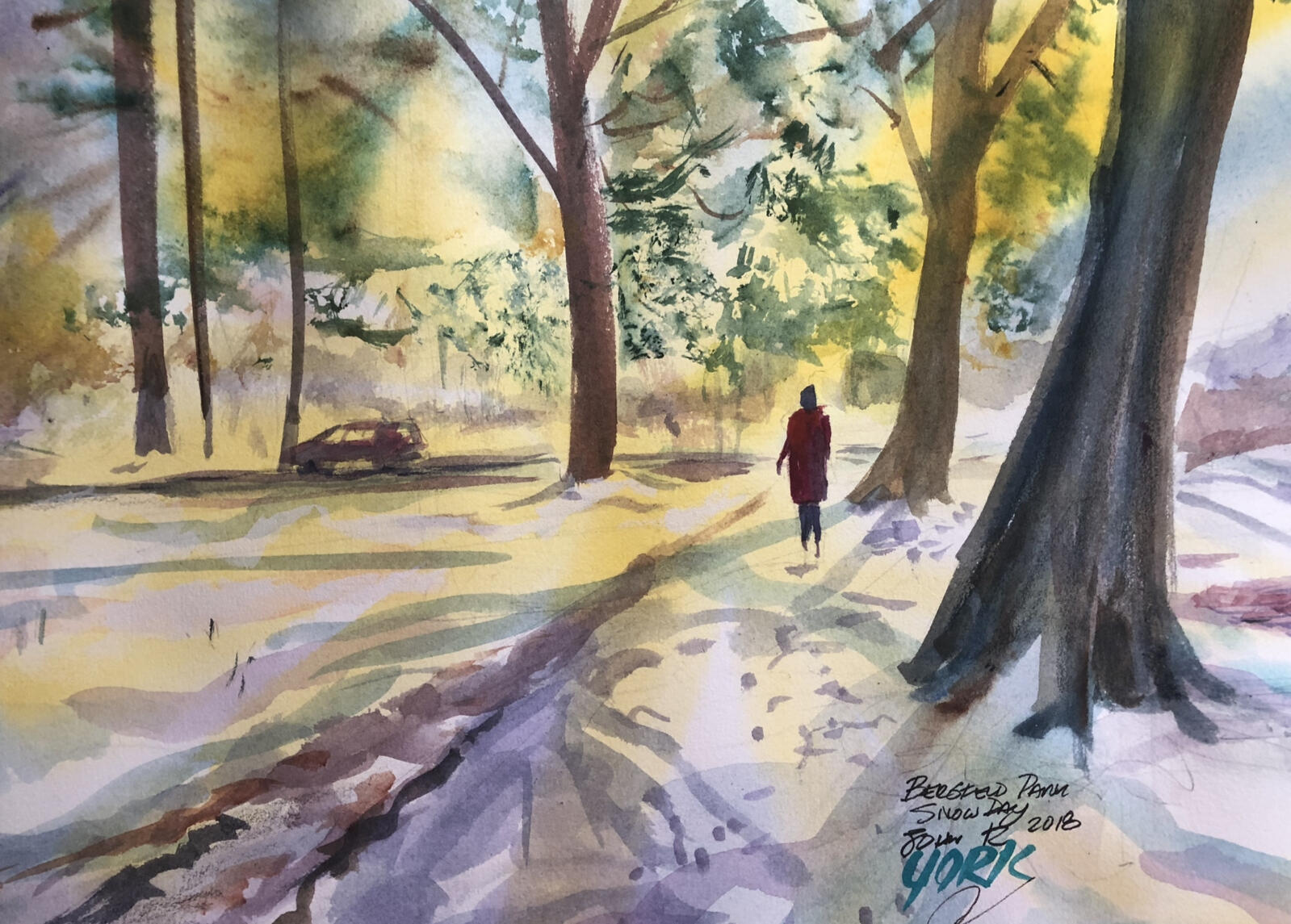 Bergfeld Park Snowy Day by John Randall York