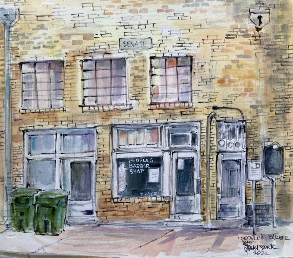 People&#39;s Barber shop watercolor John York 2022